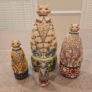Jim Shore Set of 4 Cats Nesting Boxes Figurines